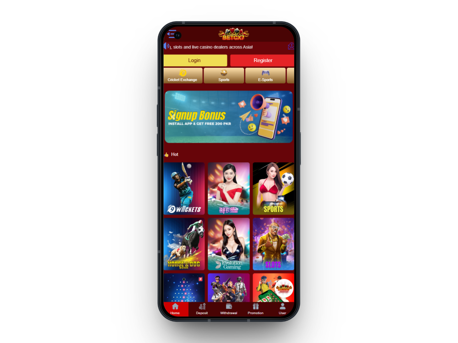 BetCX7 mobile app
