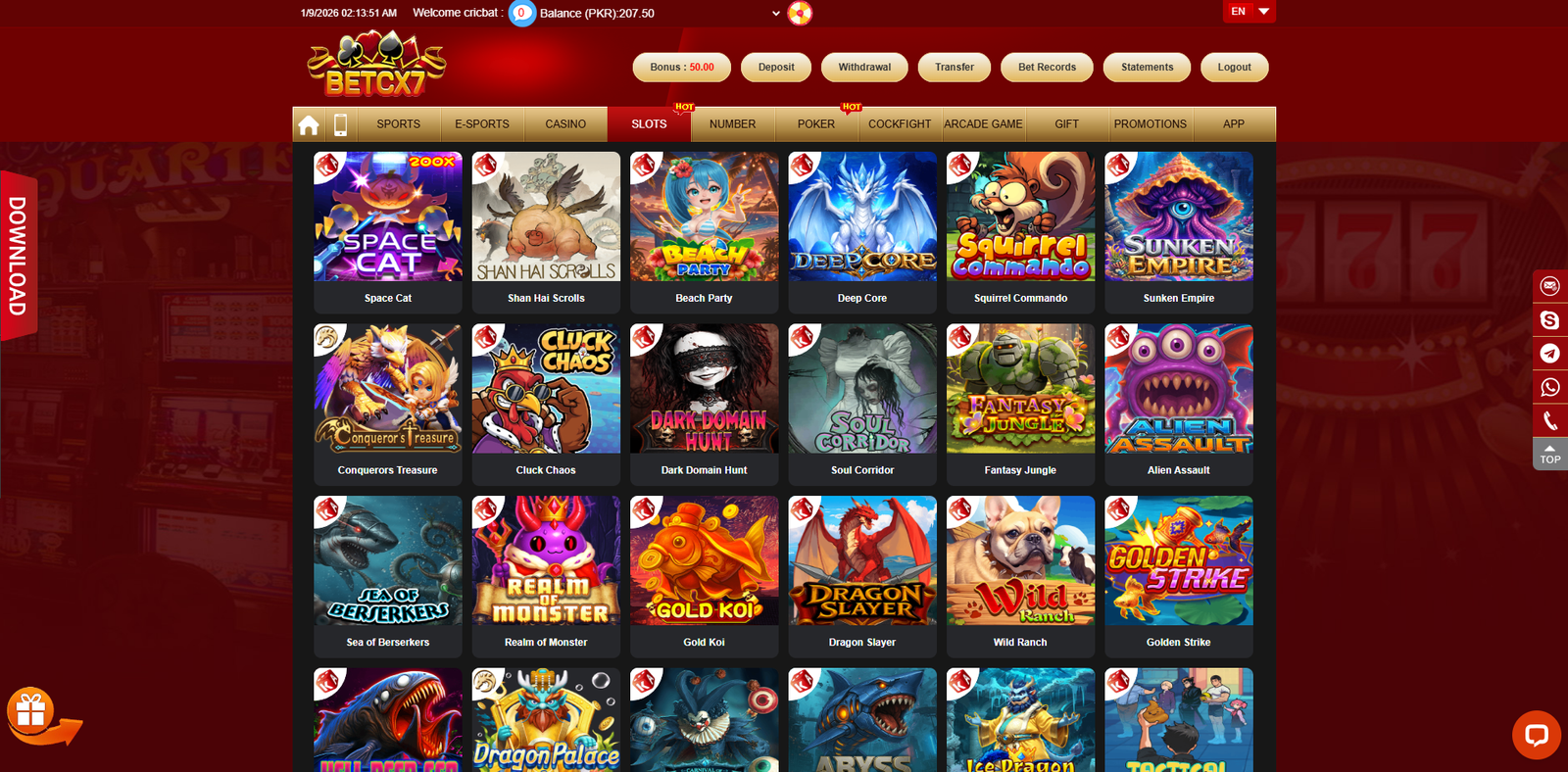BetCX7 slot games